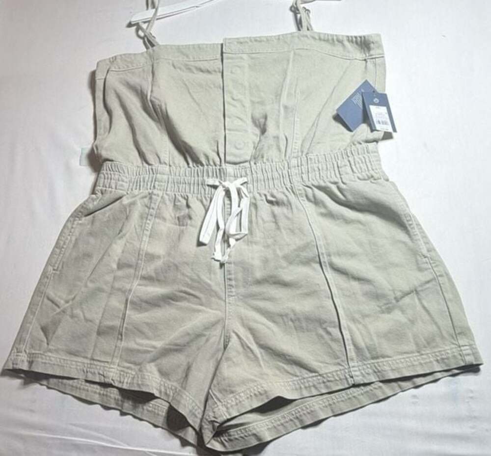 Universal Thread Women's Denim Romper Khaki Green XXL